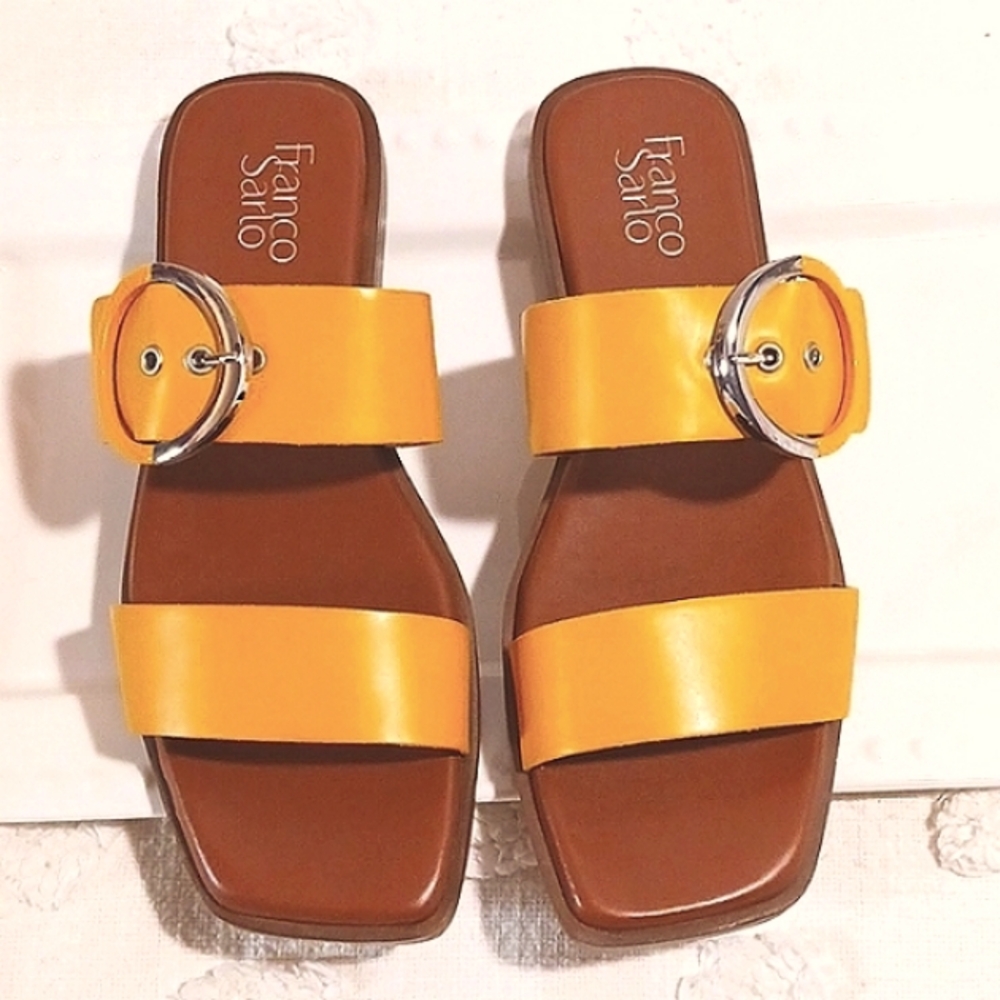 GORGEOUS ⚜️Franco Sarto Buckle Slide Sandal. 10 🍊 Classic! NEW